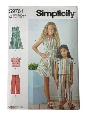 Simplicity Girls Summer Wear Sewing Pattern S9761 Sz 7 - 14 FF Uncut 2023